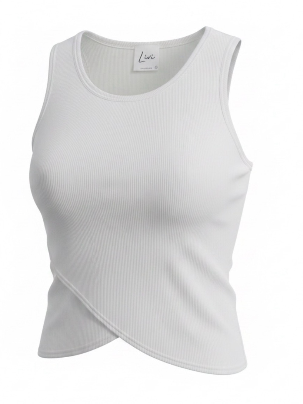 Olivia Rae White Ribbed Crossover Tank Top